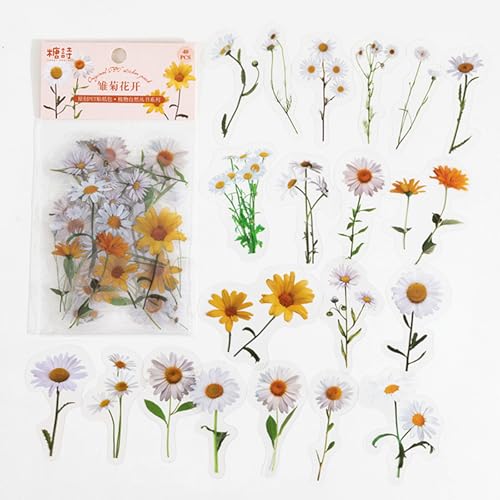 Barlone Scrapbooking Aufkleber Blumen, 40 Blatt PET Gelb Sticker Blumen, Sticker für Fotoalbum, Bookish Sticker, Scrapbook Zubehör, Bullet Journal Zubehör, Sticker Aesthetic für DIY Tagebücher Karten Barlone Scrapbooking Aufkleber Blumen, 40 Blatt PET Gelb Sticker Blumen, Sticker für Fotoalbum, Bookish Sticker, Scrapbook Zubehör, Bullet Journal Zubehör, Sticker Aesthetic für DIY Tagebücher Karten von Barlone