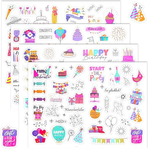 Barlone Sticker Geburtstag 170 Motive, Selbstklebende Aufkleber Geburtstag, Erwachsene Kinder Birthday Sticker Party für DIY Geburtstagskarten Geschenke Gästebuch Fotoalbum Scrapbook Barlone Sticker Geburtstag 170 Motive, Selbstklebende Aufkleber Geburtstag, Erwachsene Kinder Birthday Sticker Party für DIY Geburtstagskarten Geschenke Gästebuch Fotoalbum Scrapbook von Barlone