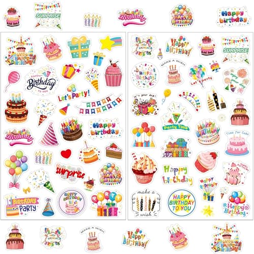 Barlone Sticker Geburtstag 54 Motive, Aufkleber Geburtstag für Fotoalbum, GäStebuch, Geschenke, Selbstklebende Party Sticker, Happy Birthday Aufkleber Set Erwachsene Kinder Barlone Sticker Geburtstag 54 Motive, Aufkleber Geburtstag für Fotoalbum, GäStebuch, Geschenke, Selbstklebende Party Sticker, Happy Birthday Aufkleber Set Erwachsene Kinder von Barlone