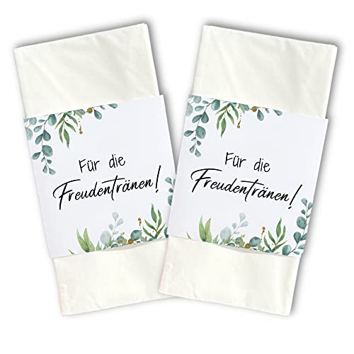 50 Freudentränen Banderolen für Taschentücher als Tischdeko für Hochzeit mit Nachhaltigem Verschluss von Bartschibär