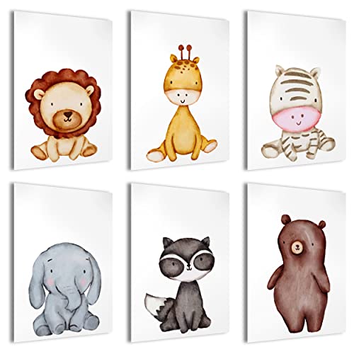 Bartschibär 6er Kinderzimmer Poster Set - Verschiedene Tiermotive für Kinder Junge Mädchen, Baby Kinderbilder (DIN A4 ohne Rahmen) von Bartschibär