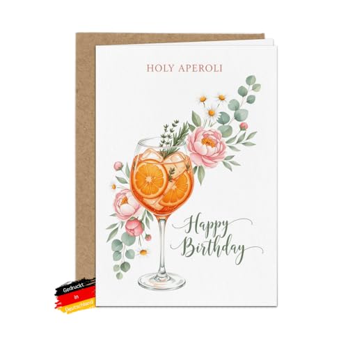 Bartschibär Geburtstagskarte 'Holy Aperoli Flower 1', DIN A6 14,8 x 10,5 cm, Klappkarte mit Umschlag, Handgezeichnetes Aperitif-Motiv, Made in Germany Bartschibär Geburtstagskarte 'Holy Aperoli Flower 1', DIN A6 14,8 x 10,5 cm, Klappkarte mit Umschlag, Handgezeichnetes Aperitif-Motiv, Made in Germany von Bartschibär