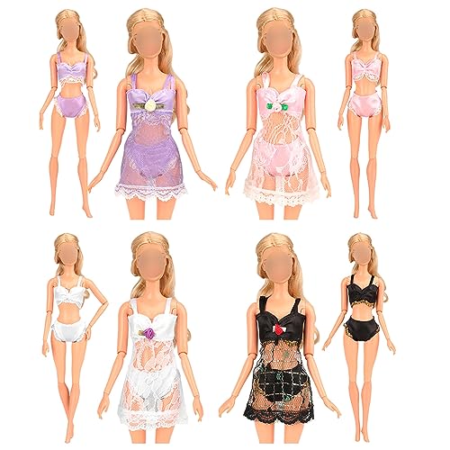 BARWA Puppen-Pyjama, Schlafanzug, Nachtwäsche, Kleidung, kompatibel mit 11,5-Zoll-Mädchenpuppe (4 Sets) von Barwa