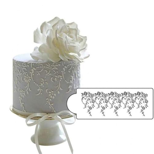 Kunststoff-Schablone für Fondant-Kuchen, Blumen-Vorlage, Kuchenspitzen-Bordüre, Zuckerguss, Mousse, Kuchendekorationswerkzeug, Backform für Hochzeit, Geburtstag, Kuchen, DIY-Dekoration von Bascabeen