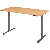 BaseLite elektrisch höhenverstellbarer Schreibtisch buche rechteckig, T-Fuß-Gestell grau 160,0 x 80,0 cm BaseLite elektrisch höhenverstellbarer Schreibtisch buche rechteckig, T-Fuß-Gestell grau 160,0 x 80,0 cm von BaseLite