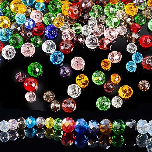 1000 Perline Perle Per Bigiotteria, Perline Di Vetro,Perline Cristallo Sfaccettato, Doppelkegel Kristall Glas Perlen Kügelchen für DIY Schmuck Halskette von Basetousual