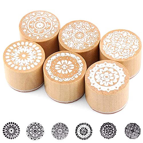 Pack of 6 Wooden Gummistempel,Wooden Craft Stempel Set,Vintage Different Floral Holz Stempel,Round Wooden Retro Motivstempel,Rubber Stamps, for Stamps DIY Scrapbooking and Card Making Decoration Pack of 6 Wooden Gummistempel,Wooden Craft Stempel Set,Vintage Different Floral Holz Stempel,Round Wooden Retro Motivstempel,Rubber Stamps, for Stamps DIY Scrapbooking and Card Making Decoration von Basetousual