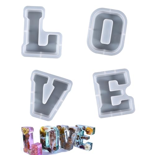 Silikonform Buchstaben Groß,Epoxidharz Formen Buchstaben,Silikonformen Gießformen Buchstaben,3D Harz Gießen Formen Set Alphabet Epoxidform,Paar-atmosphäre Kerzenhalter, Tischdekoration von Basetousual
