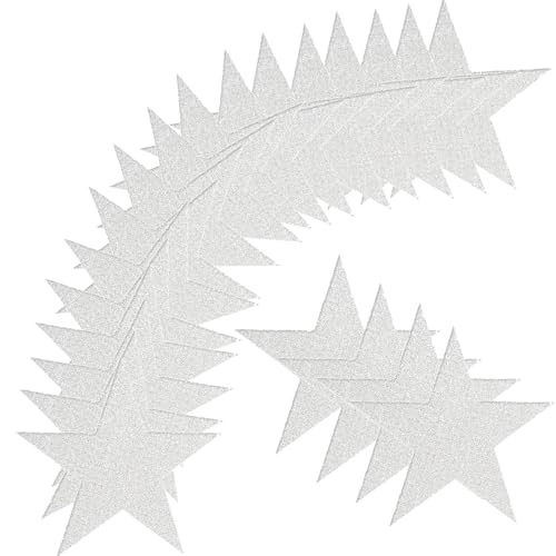100 Stück Stern Ausschnitte Papier, Basicon Silber Glitzer Fünf Sterne Konfetti Ausschnitte 6 Zoll Papier Schimmer Sterne für Board Akzente Wand Party Dekoration(Silber) von Basicon