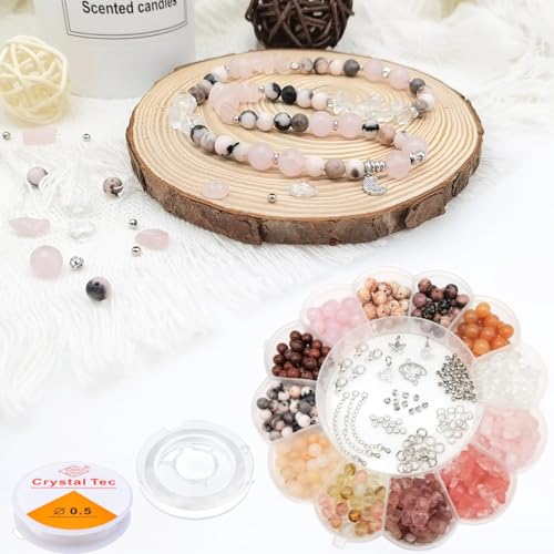 Basigeese 680 Perlen zur Schmuckherstellung, runde Naturglas- und Splitterperlen mit langlebigen Abstandshalter-Perlen für Armbänder Basigeese 680 Perlen zur Schmuckherstellung, runde Naturglas- und Splitterperlen mit langlebigen Abstandshalter-Perlen für Armbänder von Basigeese