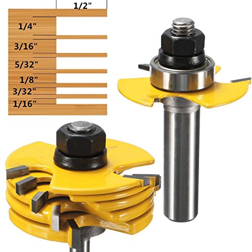 2 Stück Slot Cutter 3 Wing Router Bit 1/2 & 1/4 Zoll verstellbar Werkzeug Holz von Bassulouda