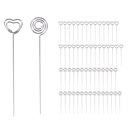 60 Stück Metallfäden Memo-Kartenhalter Nummernschildhalter Fotohalter für Hochzeitsfeier Kuchen Dekoration, rund und herz, 60 Stück Metallfäden Memo-Kartenhalter Nummernschildhalter Fotohalter für Hochzeitsfeier Kuchen Dekoration, rund und herz, von Bassulouda