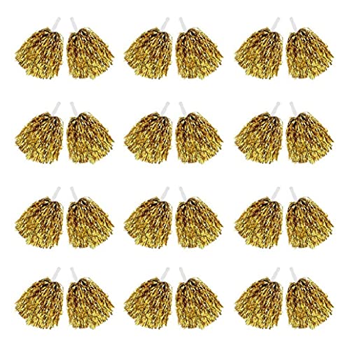 Bassulouda 24 Stück – Pompons aus Metallfolie mit Griff aus Kunststoff, für Erwachsene, Kinder, Gelb Bassulouda 24 Stück – Pompons aus Metallfolie mit Griff aus Kunststoff, für Erwachsene, Kinder, Gelb von Bassulouda