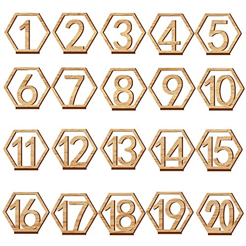 Bassulouda Holzschilder mit Zahlen 1-20, sechseckig, für Hochzeit, Tischnummern, aus Holz, für Verlobungssitz, rustikal Bassulouda Holzschilder mit Zahlen 1-20, sechseckig, für Hochzeit, Tischnummern, aus Holz, für Verlobungssitz, rustikal von Bassulouda