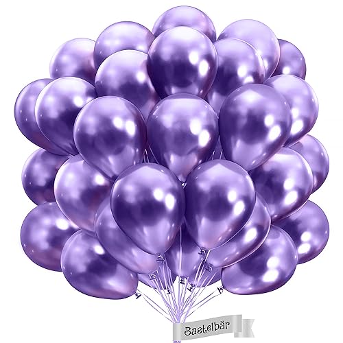 BIO Lila Luftballons [25 Stück] Glänzend/Chrome • Ø38cm XXL • MADE IN EU • Zertifiziert nachhaltige Bio Ballons • Klimaneutral hergestellt • Premium Helium Luftballon Lila - Luftballons Geburtstag von Bastelbär