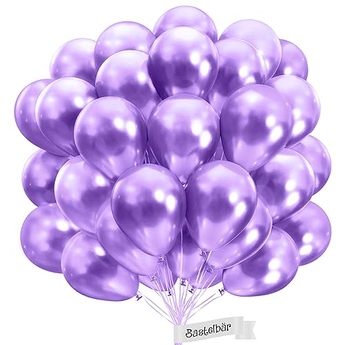 BIO Lila Luftballons [50 Stück]• MADE IN EU • Zertifiziert nachhaltige Bio Ballons • 100% Naturlatex • Klimaneutral hergestellt • Ø34cm Helium Luftballon Lila •Luftballons Geburtstag •Luftballons Bunt von Bastelbär