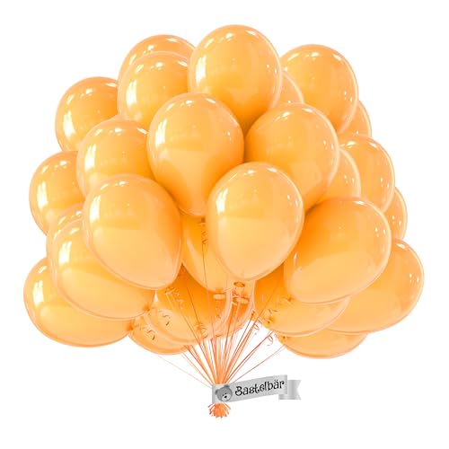 BIO Luftballons Apricot Pastell [50 Stück]• MADE IN EU • Zertifiziert nachhaltige Bio Ballons • 100% Naturlatex • Klimaneutral hergestell • Ø34 cm • Helium Luftballons Bunt • Luftballons Geburtstag von Bastelbär