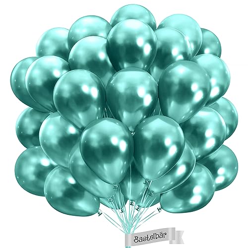 BIO Luftballons Grün [25 Stück] Glänzend/Chrome • Ø38cm XXL • MADE IN EU • Premium Bio Ballons in Grün • 100% Naturlatex • zertifiziert Klimaneutral • Grüner Luftballon - Luftballons Geburtstag von Bastelbär