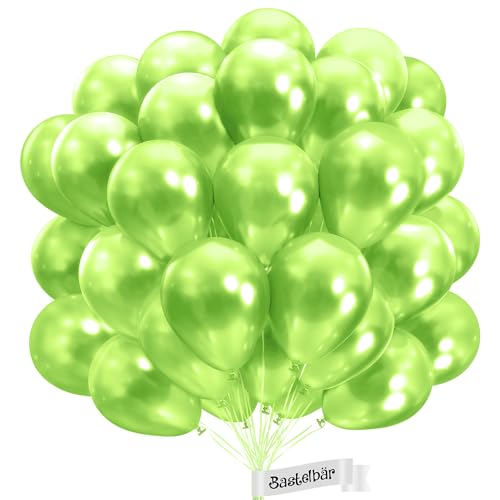 BIO Luftballons Hellgrün [50 Stück] • MADE IN EU • Zertifiziert nachhaltige Bio Ballons • 100% Naturlatex • Klimaneutral hergestellt • Ø34cm Helium Luftballons Grün/Apfelgrün • Luftballons Geburtstag von Bastelbär