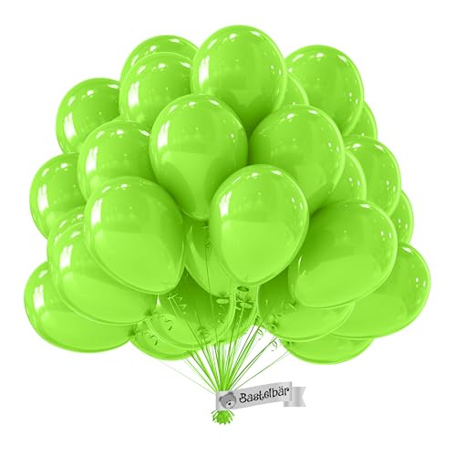 BIO Luftballons Hellgrün [50 Stück] • MADE IN EU • Zertifiziert nachhaltige Bio Ballons • 100% Naturlatex • Klimaneutral hergestellt • Ø34cm Helium Luftballons Grün/Apfelgrün • Luftballons Geburtstag von Bastelbär