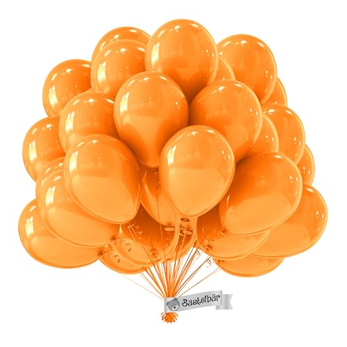 BIO Luftballons Orange [50 Stück] • MADE IN EU • Zertifiziert nachhaltige Ballons • 100% Naturlatex •Klimaneutral hergestellt •Ø34cm Helium Luftballons Orange• Luftballon Orange Luftballons Geburtstag von Bastelbär