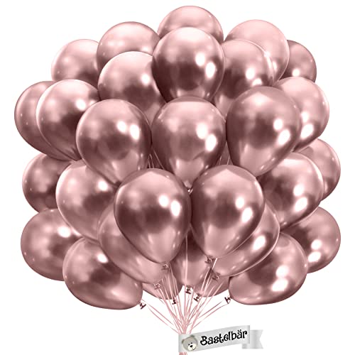 BIO Luftballons Rosa [25 Stück] Glänzend/Chrome • Ø38cm XXL • MADE IN EU • Zertifiziert nachhaltige Bio Ballons • Klimaneutral hergestellt Helium Luftballons - Luftballons Geburtstag - Rosa Luftballon von Bastelbär