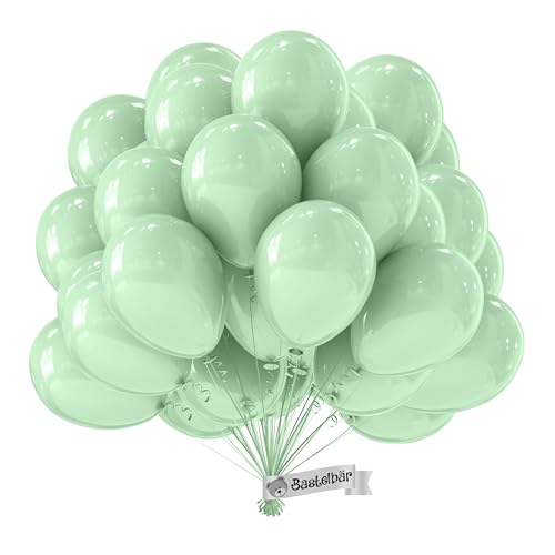 BIO Luftballons Türkis/Mint [50 Stück] • MADE IN EU • Zertifiziert nachhaltige Bio Ballons • 100% Naturlatex • Klimaneutral hergestellt • Ø34 cm • Helium Luftballons Mint • Luftballons Geburtstag von Bastelbär