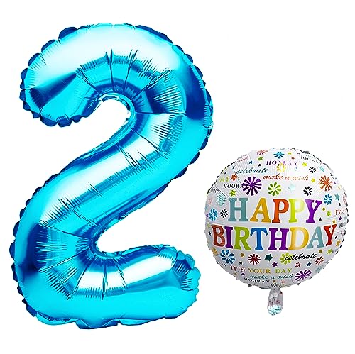 Luftballon 2. Geburtstag • XXL Riesen Folienballon SET • 101CM + 5M Deko Band • Folienballon 2 • Helium geeignet • Wiederverwendbar • Geburtstagsdeko Jungen Mädchen Ballon Zahl Ballon 2 von Bastelbär