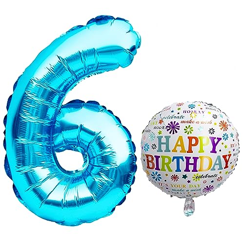 Luftballon 6. Geburtstag • XXL Riesen Folienballon SET • 101CM + 5M Deko Band • Folienballon 6 • Helium geeignet • Wiederverwendbar • Geburtstagsdeko Jungen Mädchen Ballon Zahl Ballon 6 von Bastelbär