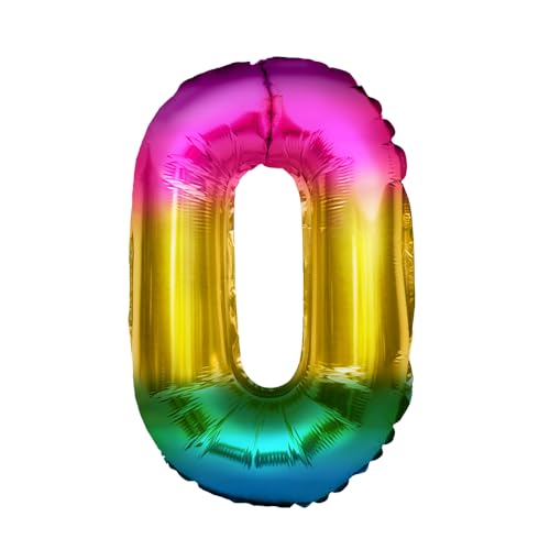 Luftballon Geburtstag Zahl 0 • XXL Riesen Folienballon SET • 101CM + 5M Deko Band • Folienballon 0 • Helium geeignet • Wiederverwendbar • Geburtstagsdeko Jungen Mädchen Zahl Ballon 0 von Bastelbär