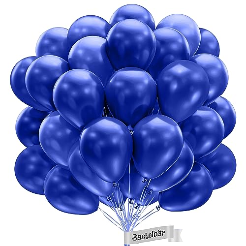 BIO Luftballons Blau [50 Stück]• MADE IN EU • Zertifiziert nachhaltige Bio Ballons • 100% Naturlatex • Klimaneutrale Ballons • Ø34 cm • Helium Luftballons • Blauer Luftballon • Luftballons Geburtstag von Bastelbär