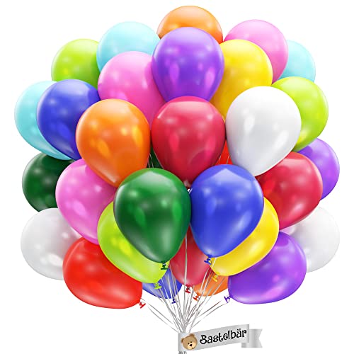 BIO Luftballons Geburtstag [50 Stück] Metallic • MADE IN EU • Zertifiziert nachhaltige Bio Ballons • 100% Naturlatex • Ø34 cm • 10 Farben • Klimaneutral • Helium Luftballons Bunt - Bunte Luftballons von Bastelbär