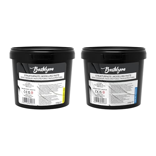 XXL Premium Strukturpaste im Eimer 3,5 kg + 3,5 kg – Weiß – Spachtelmasse & Modellierpaste für Acrylmalerei & Leinwand – 3D-Effekte, Texturen & Reliefs (Grob + Feinkörnig) von Bastelzone