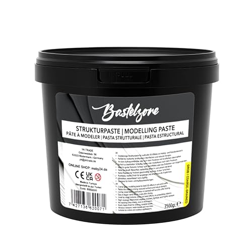 XXL Premium Strukturpaste im Eimer 3,5 kg – Weiß – Spachtelmasse & Modellierpaste für Acrylmalerei & Leinwand – 3D-Effekte, Texturen & Reliefs (Grob) von Bastelzone