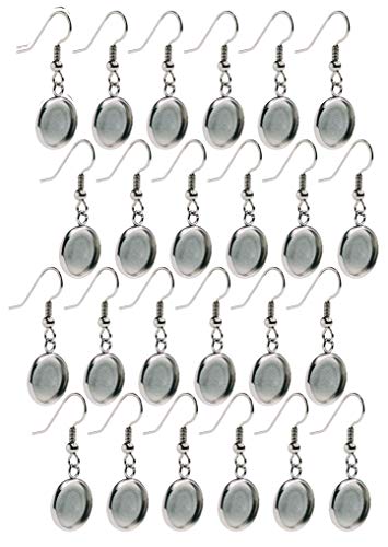 Bastex Ohrring-Rohlinge, silberfarben, 24 Stück Drahthaken mit kleinen Cabochon-Einstellungen, 12 mm Ideal für DIY-Schmuckherstellung und Ohrring-Ergebnisse Bastex Ohrring-Rohlinge, silberfarben, 24 Stück Drahthaken mit kleinen Cabochon-Einstellungen, 12 mm Ideal für DIY-Schmuckherstellung und Ohrring-Ergebnisse von Bastex