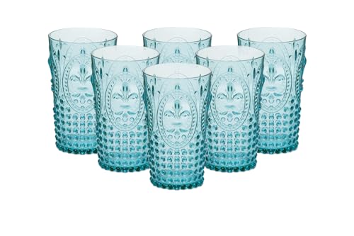 PRISMA – 6er-Pack eisblaue Plastiresist-Becher (750 ml). Groß, wiederverwendbar, poolsicher. von Bastilipo