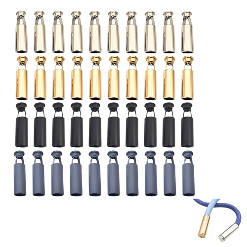 Batheidon Metall Kordelenden, 40 Stück Schnürsenkel Endkappen, Metall Verschlusskappen für Schnürsenkel, Hoodie, Jacken, Seilenden, 4 Farben, 7mm Außendurchmesser, 20mm Länge, für DIY Reparaturen Batheidon Metall Kordelenden, 40 Stück Schnürsenkel Endkappen, Metall Verschlusskappen für Schnürsenkel, Hoodie, Jacken, Seilenden, 4 Farben, 7mm Außendurchmesser, 20mm Länge, für DIY Reparaturen von Batheidon