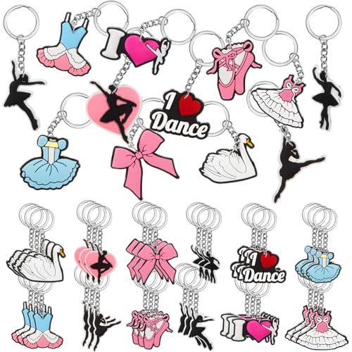 Batiyeer 36 Stück Sport-Schlüsselanhänger, Großpackung, Sportball, Schlüsselanhänger, lustige Geschenke für Geburtstagsparty, Gastgeschenke (Ballerina) von Batiyeer