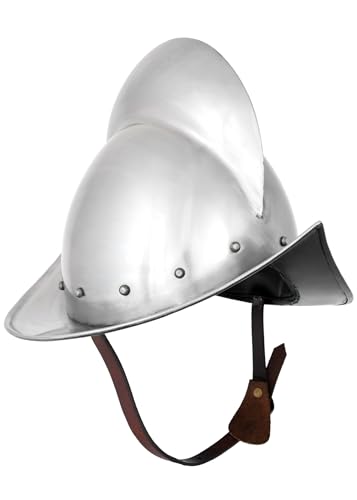 Battle-Merchant Deutscher Morion Helm, 1,6mm Stahl mit Lederinlay - Spätmittelalter - Landsknecht - LARP von Battle-Merchant