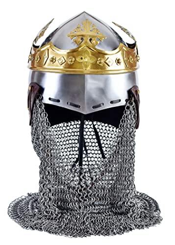 Battle-Merchant Helm von Robert Bruce, Mittelalter-Beckenhaube mit Brünne, 1,6 mm Stahl Battle-Merchant Helm von Robert Bruce, Mittelalter-Beckenhaube mit Brünne, 1,6 mm Stahl von Battle-Merchant