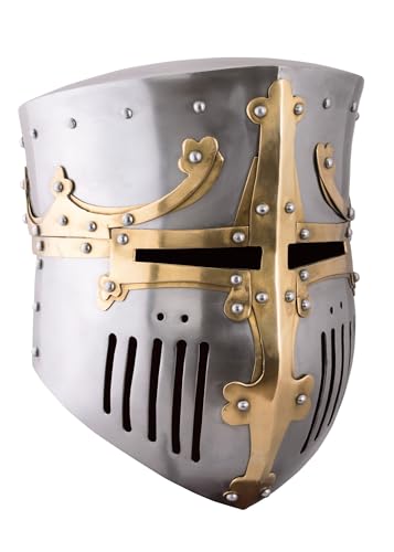 Battle-Merchant Kreuzritter-Topfhelm, 13. Jahrhundert, 1,6 mm Stahl, für Erwachsene, männlich, Mittelalter-Fans, Helm Battle-Merchant Kreuzritter-Topfhelm, 13. Jahrhundert, 1,6 mm Stahl, für Erwachsene, männlich, Mittelalter-Fans, Helm von Battle-Merchant