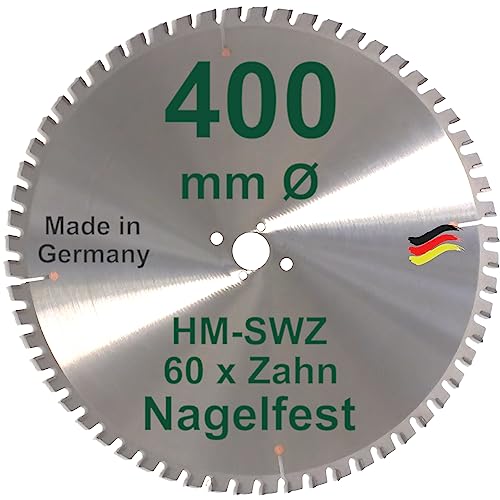 HM Kreissägeblatt 400 x 30 Z= 60 SWZ SUPER nagelfest Sägeblatt 400mm für Bauholz Naturholz Brennholz Hartholz Schalholz Faserplatten Leimholz Sägen mit Wippsäge Tischkreissäge Kreissäge Brennholzsäge von BauSupermarkt24