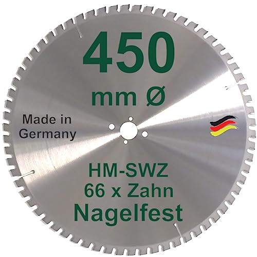 HM Kreissägeblatt 450 x 30 Z= 66 SWZ SUPER nagelfest Sägeblatt 450mm für Bauholz Naturholz Brennholz Hartholz Schalholz Faserplatten Leimholz Sägen mit Wippsäge Tischkreissäge Kreissäge Brennholzsäge von BauSupermarkt24