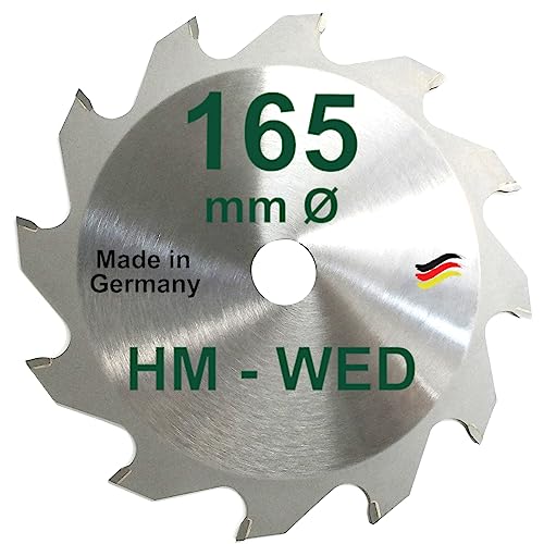 HM Sägeblatt 165 x 20 mm Zähne 12 WED Kreissägeblatt Hartmetall 165mm Ersatzsägeblatt für Hitachi Makita Scheer Extra Dünne Schnittbreite Wechselzahnung von BauSupermarkt24