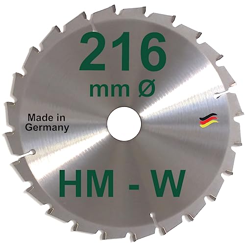 HM Sägeblatt 216 x 30 mm Zähne 24 W negativ Kreissägeblatt Hartmetall 216mm Ersatzsägeblatt für Elu/Dewalt/Festo/Festool/Hitachi/Holz Her/Scheppach/Rexon Handkreissäge Kreissäge von BauSupermarkt24