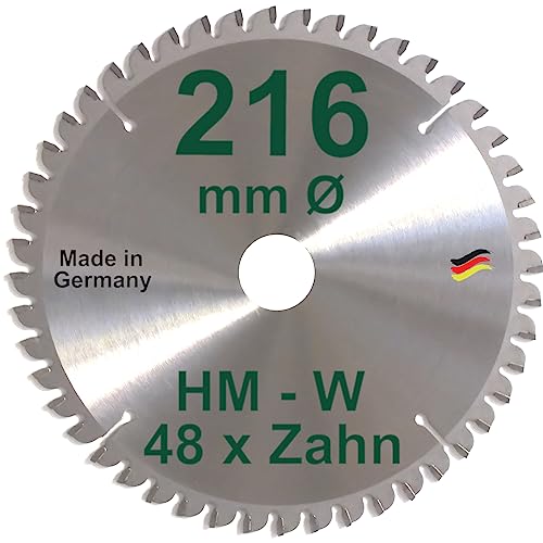 HM Sägeblatt 216 x 30 mm Zähne 48 W negativ Kreissägeblatt Hartmetall 216mm Ersatzsägeblatt für Elu/Dewalt/Festo/Festool/Hitachi/Holz Her/Scheppach/Rexon Handkreissäge Kreissäge von BauSupermarkt24