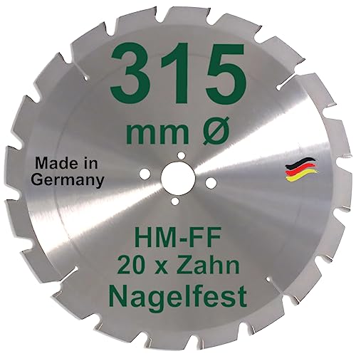 HM Sägeblatt 315 x 30 mm NAGELFEST FF Hartmetall FSP Kreissägeblatt 315mm für Bauholz Brennholz Schalholz Leimholz zum Sägen mit Wippsäge Tischkreissäge Kreissäge Kappsäge Brennholzsäge Tischsäge von BauSupermarkt24