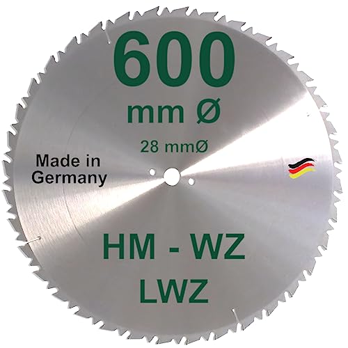 HM Sägeblatt 600 x 28 mm LWZ Hartmetall Präzision Kreissägeblatt 600mm Wechselzahn mit Spanabweiser Naturholz Brennholz Hartholz Leimholz Sägen Wippsäge Tischkreissäge Kreissäge Kappsäge Brennholzsäge von BauSupermarkt24