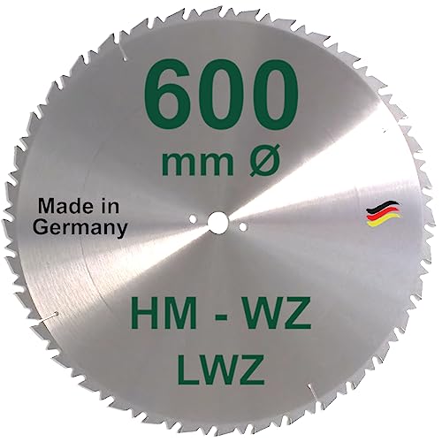 HM Sägeblatt 600 x 30 mm LWZ Hartmetall Präzision Kreissägeblatt 600mm Wechselzahn mit Spanabweiser für Naturholz Brennholz Hartholz Leimholz Wippsäge Tischkreissäge Kreissäge Kappsäge Brennholzsäge von BauSupermarkt24