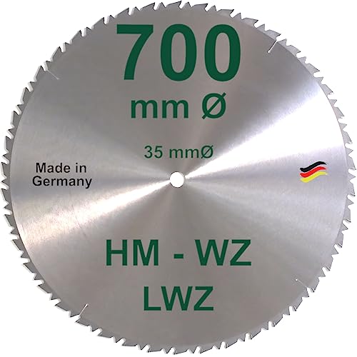 HM Sägeblatt 700 x 35 mm LWZ Hartmetall Präzision Kreissägeblatt 700mm Wechselzahn mit Spanabweiser für Naturholz Brennholz Hartholz Leimholz Wippsäge Tischkreissäge Kreissäge Kappsäge Brennholzsäge von BauSupermarkt24